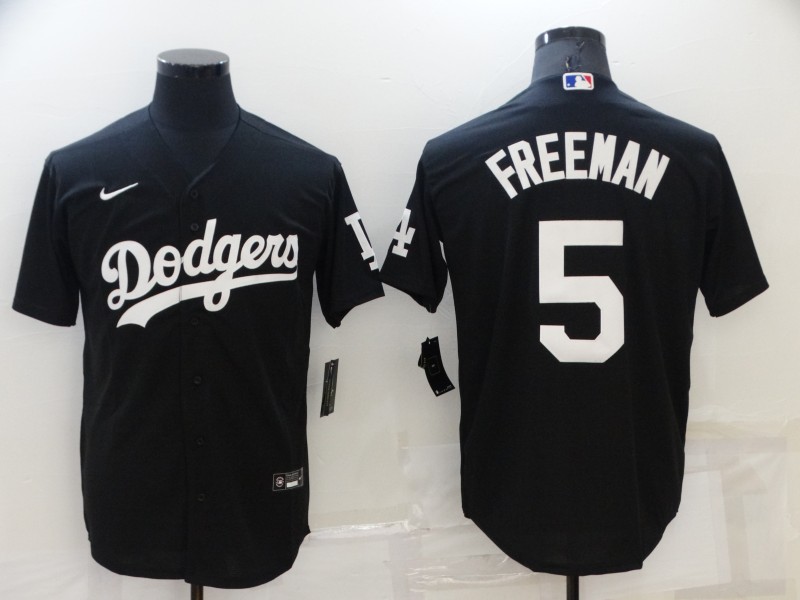 Men's Los Angeles Dodgers #5 Freddie Freeman Black Cool Base Stitched Baseball Jersey Men's Los Angeles Dodgers #5 Freddie Freeman Black Cool Base Stitched Baseball Jersey